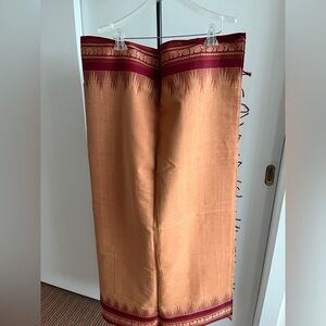 New salmon 🍣 & burgundy  thread border pure handloom cotton saree sophisticated